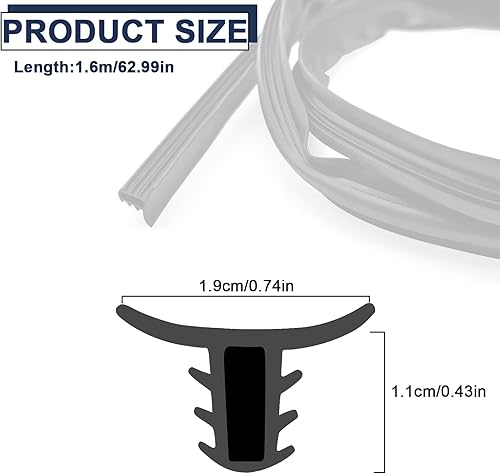 Miniatura 2 de Tira universal de 5.2 ft para parabrisas de automóvil, tira protectora de sello de goma para automóvil, tira de sellado de tablero de automóvil,