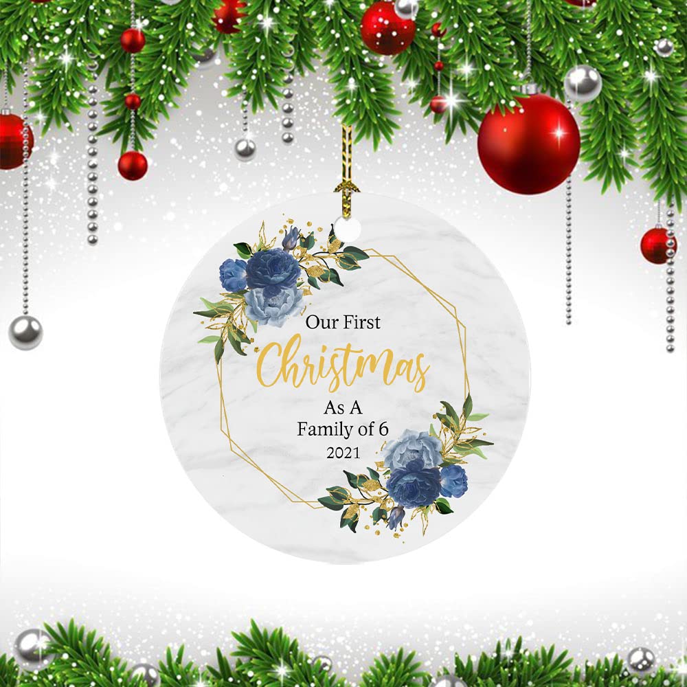 Our First Christmas As A Family of 6 Ornament Gift for Baby New Parents Xmas Tree Decoration, 1st Christmas as Mommy & Daddy, New Parents New Baby, Xmas Holidays Celebration Gift Newborn Keepsake