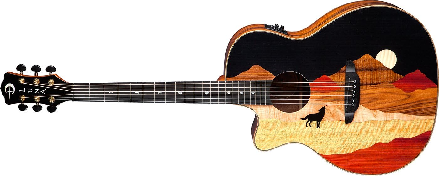 Luna VISTA WOLF L Tropical Wood Lefty Acoustic/Electric Guitar with Case