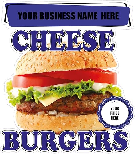 Calcomanías personalizadas para camiones de comida y hamburguesas de queso comida rápida y bebidas Concesión Cartel de concesión de 10 pulgadas en