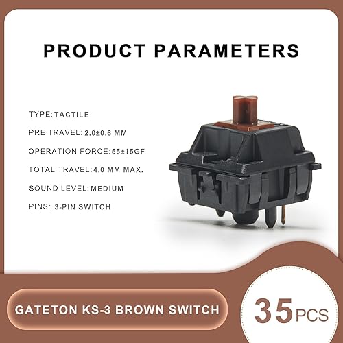 Miniatura 2 de YUNZII Gateron KS-3 - Juego de interruptores de teclado mecánicos, carcasa negra, interruptor lineal de 5 pines para teclado MX en caliente para