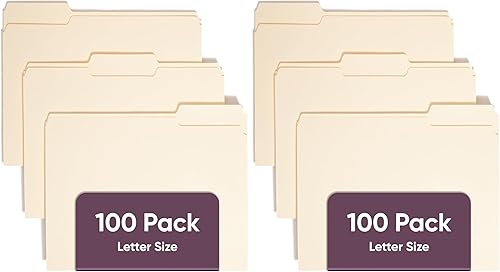 Smead Carpeta de archivos, pestaña de corte de 1/3, tamaño carta, manila, posiciones surtidas, 100 por caja (10330) (paquete de 2)