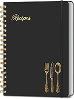 LuBudingJoy Blank Recipe Book: Spiral Bound Hardcover Journal for 130 Custom Recipes, Black - Cookbook Organizer with Charts & Stickers