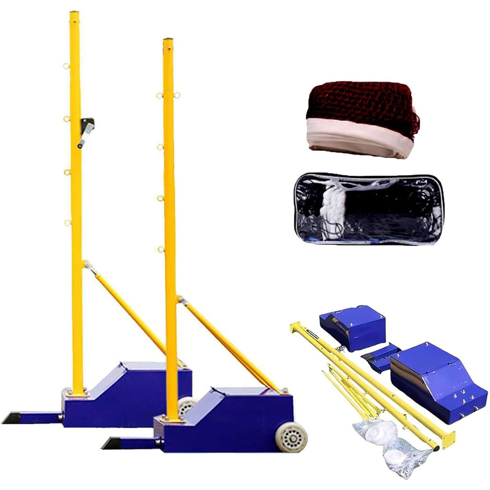 ZHNANDAMAI Badminton Net Frame Poles, Volleyball Net for Backyard, Volleyball Poles with Wheel, Portable Outdoor Heavy Duty Volleyball Pole, 5-6.9ft Height Adjustable, for Sports Ground Garden