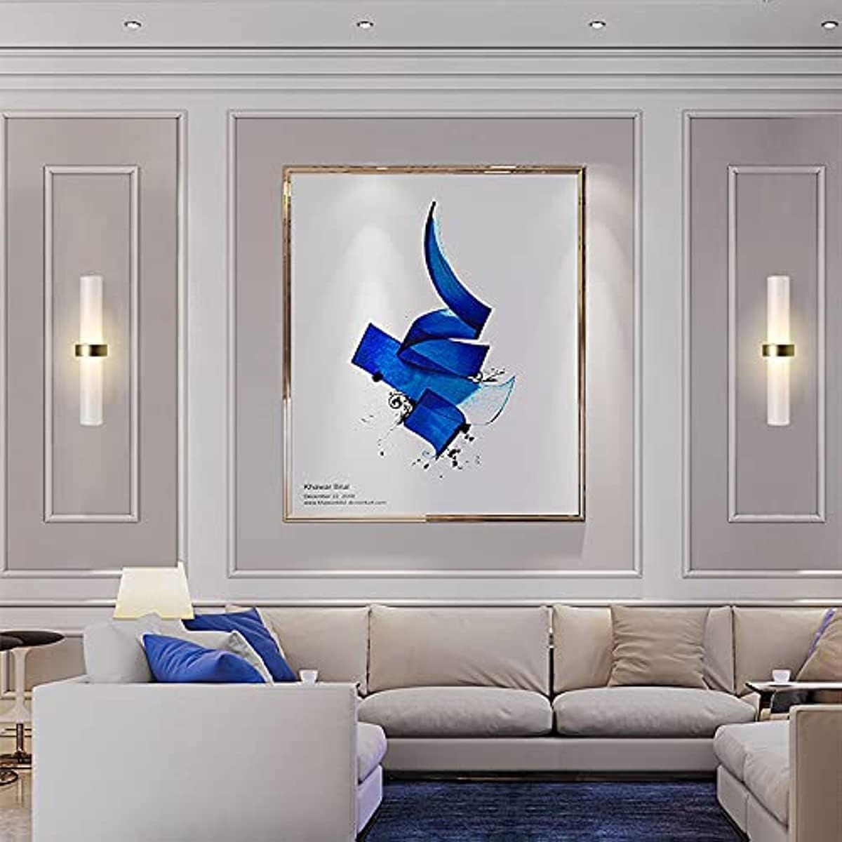Modern Home Decoration Bathroom Vanity Light Fixtures White Linen Frosted Glass Indoor Gold Wall Sconce Long Bar Lighting Fixture Nordic Bedroom Wall Mounted Lamp for Living Room Bedside