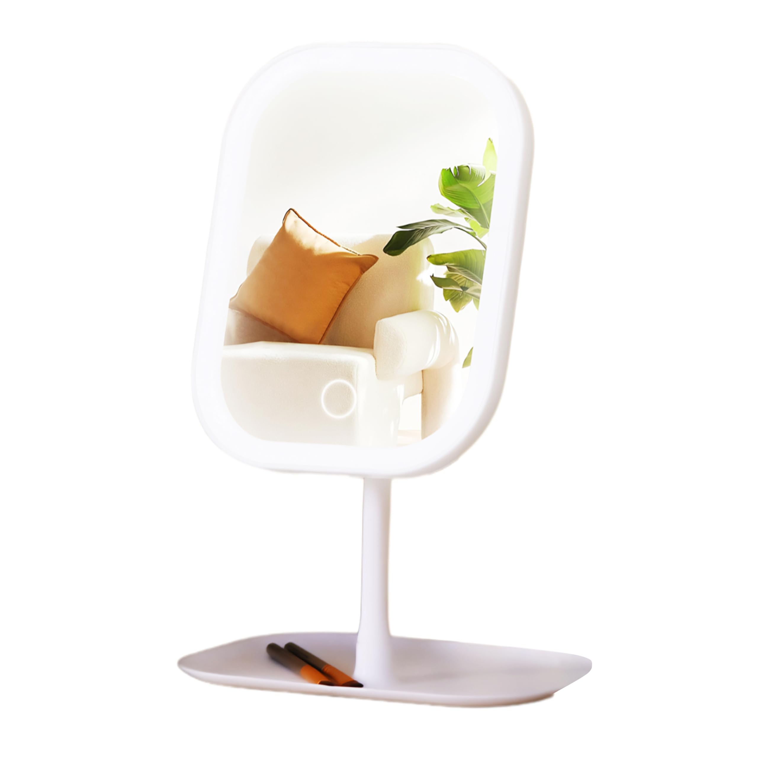 Rechargeable Makeup Vanity Mirror with LED Lights,Uoexziyi Portable Lighted Makeup Beauty Mirror,3 Color Changeable Lighting,Dimmable Touch Screen,720°Rotation LED Cosmetic Mirror with Lights (White)