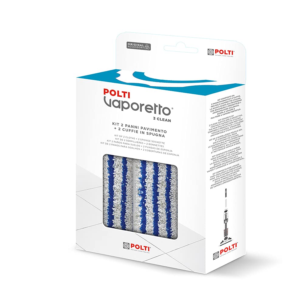 Polti PAEU0357 Kit 2 Panni e 2 Cuffie in Spugna, Compatibili con Polti Vaporetto 3 Clean