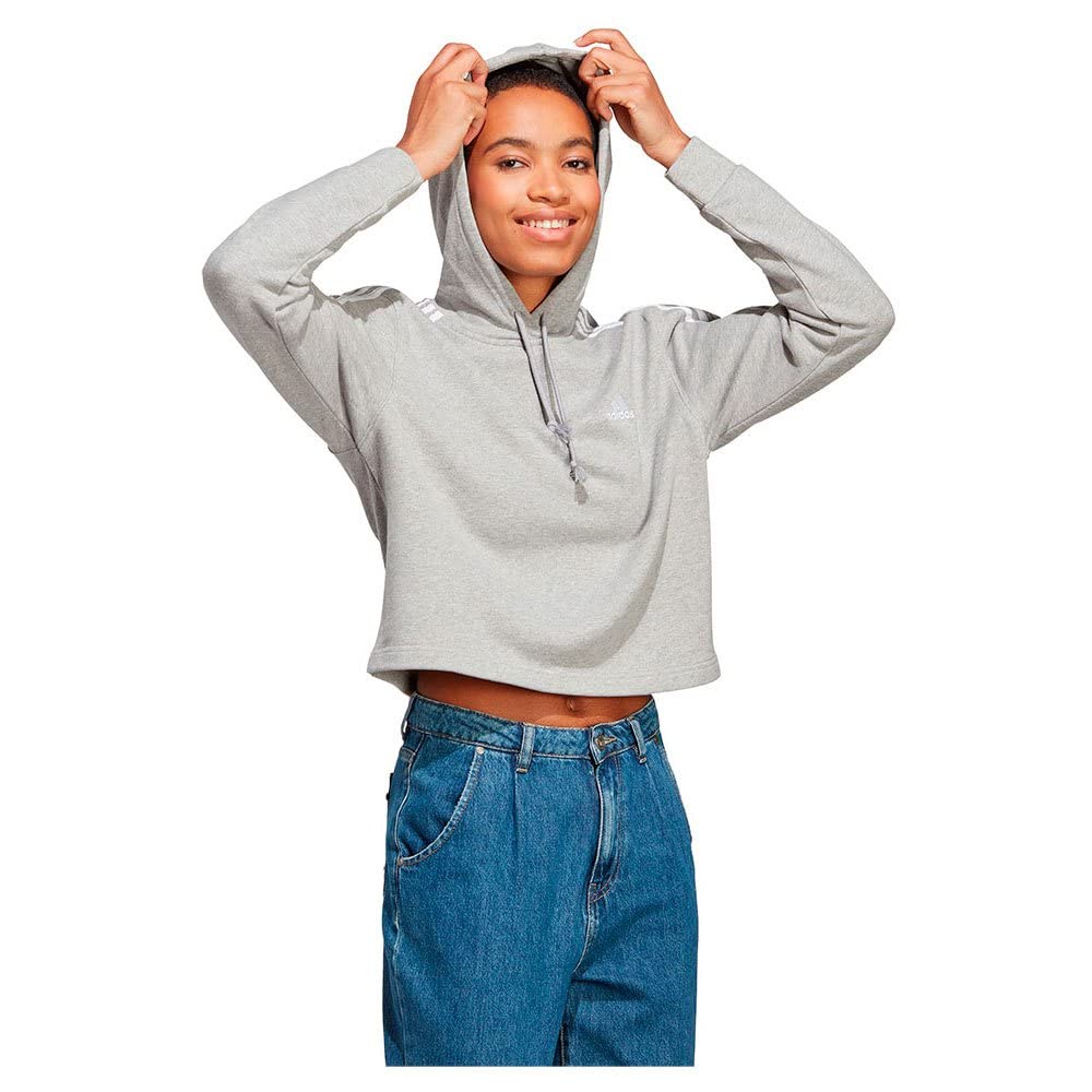 adidas 3-Stripes French Terry Cropped Hoodie Sudadera con Capucha Mujer
