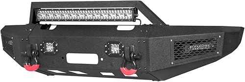Miniatura 23 de Vijay - Parachoques delantero con textura negra con placa de cabrestante y 5 luces LED y 2 anillos en D de 4.75 T para Tacoma 2005-2015