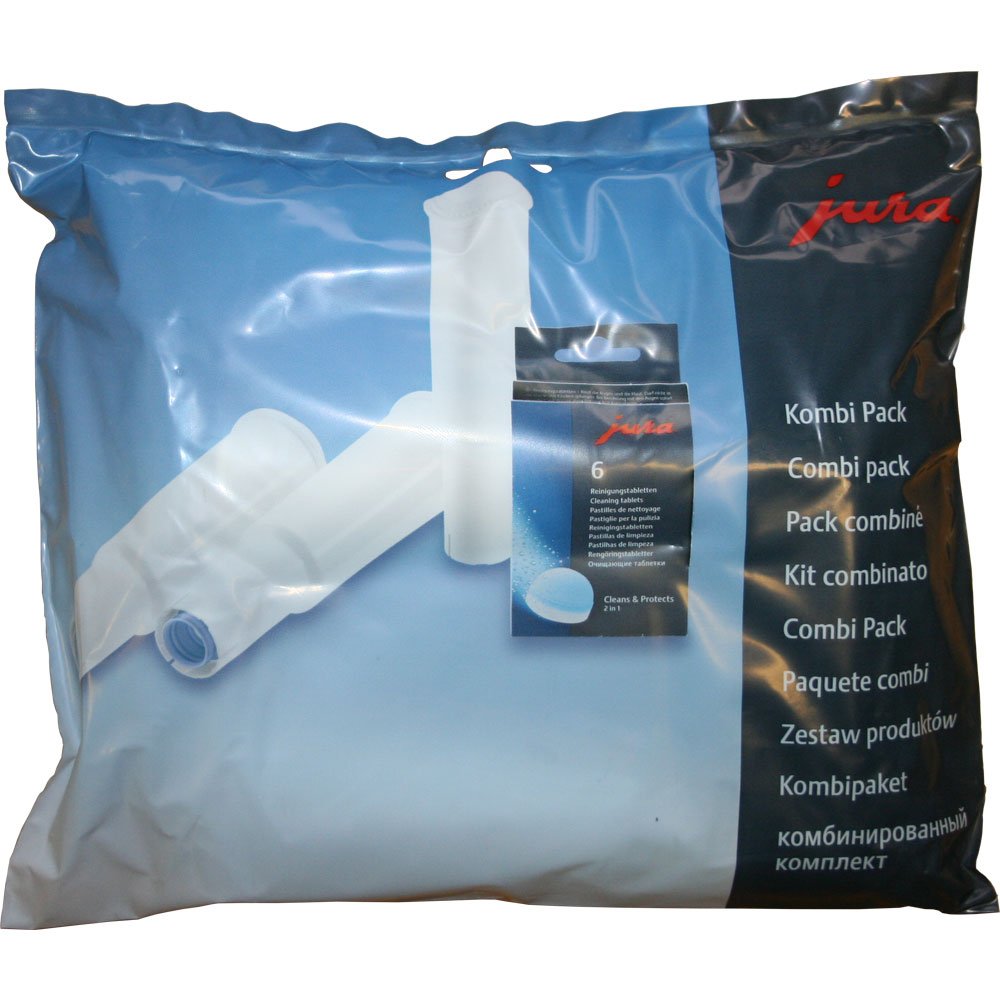 3 cartuchos de filtro blanco Jura Claris + 6 tabletas de limpieza/paquete combinado.