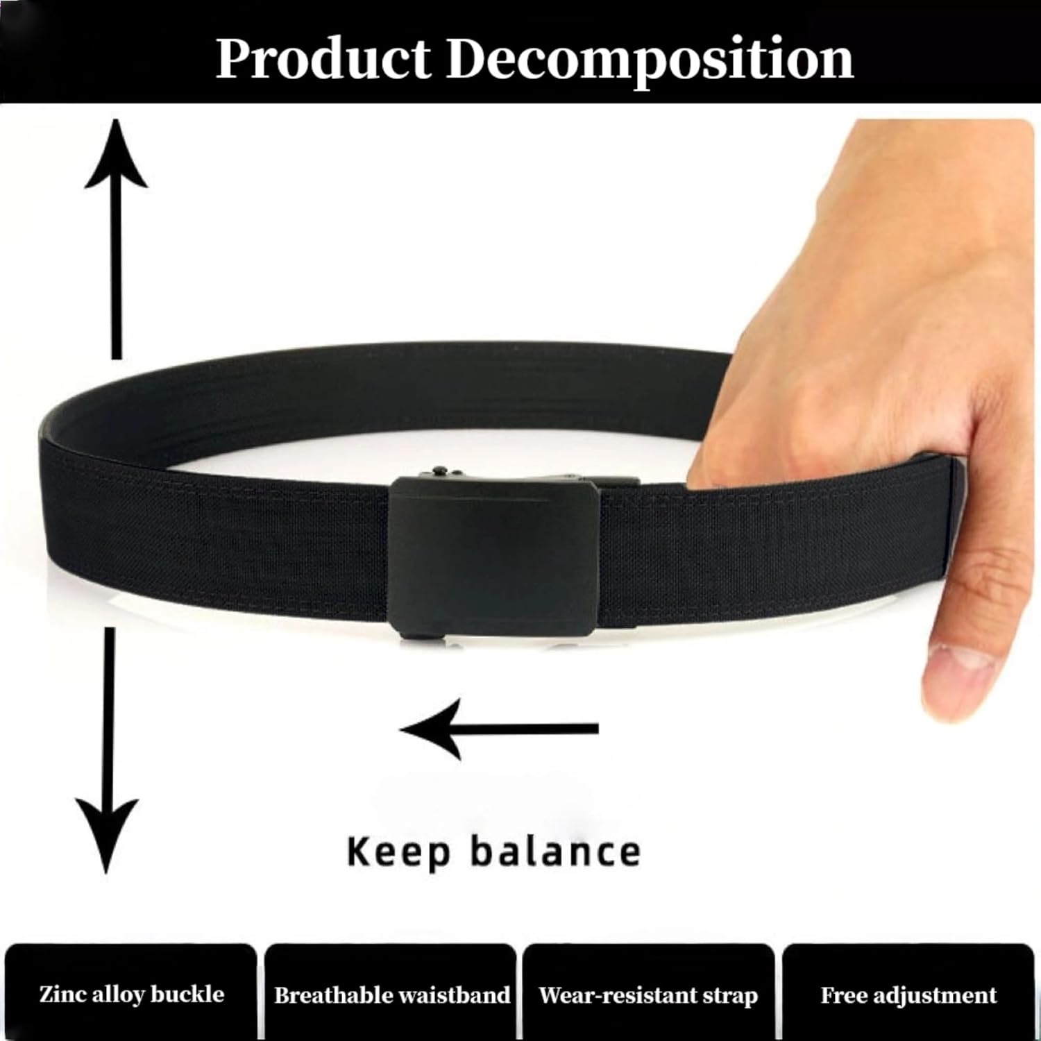 Men's Tactical Ratchet Belt 1.5 Inch Heavy-Duty Nylon Automatic Buckle Cuttable Fit for EDC CCW Outdoor Casual Belts - Image 5
