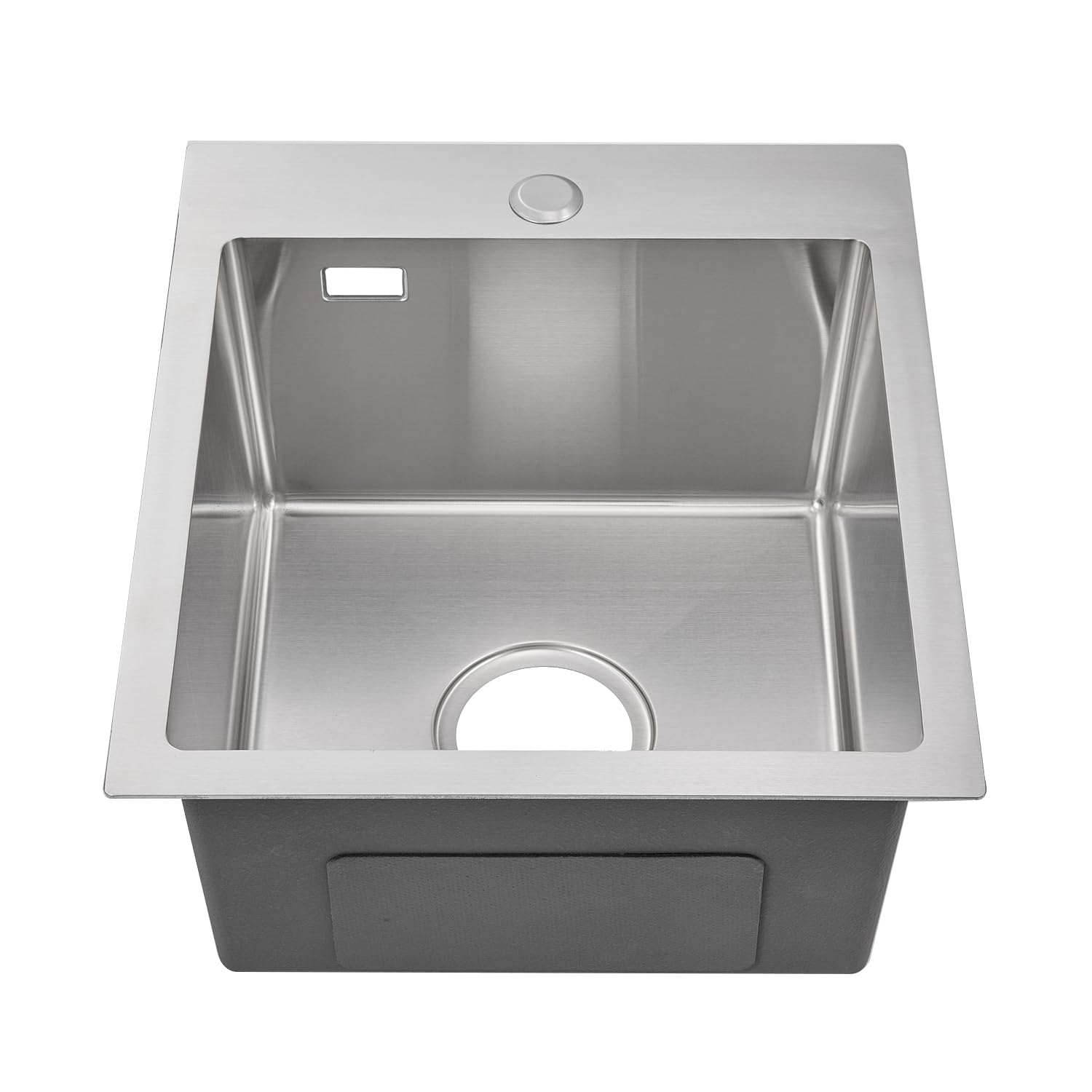 ROVOGO Küchenspüle 40 x 34 cm Edelstahl 304 Gebürstet, Einbauspüle 1 Becken Rechteckig mit Armaturloch, Ablaufgarnitur und Überlauf-Set