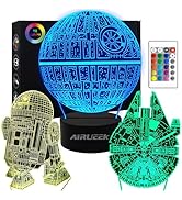 AIRUEEK Star Wars Geschenke 3D Lampe Spielzeug Nachtlicht mit 16 Farbwechsel 3 Modelle mit Fernbe...