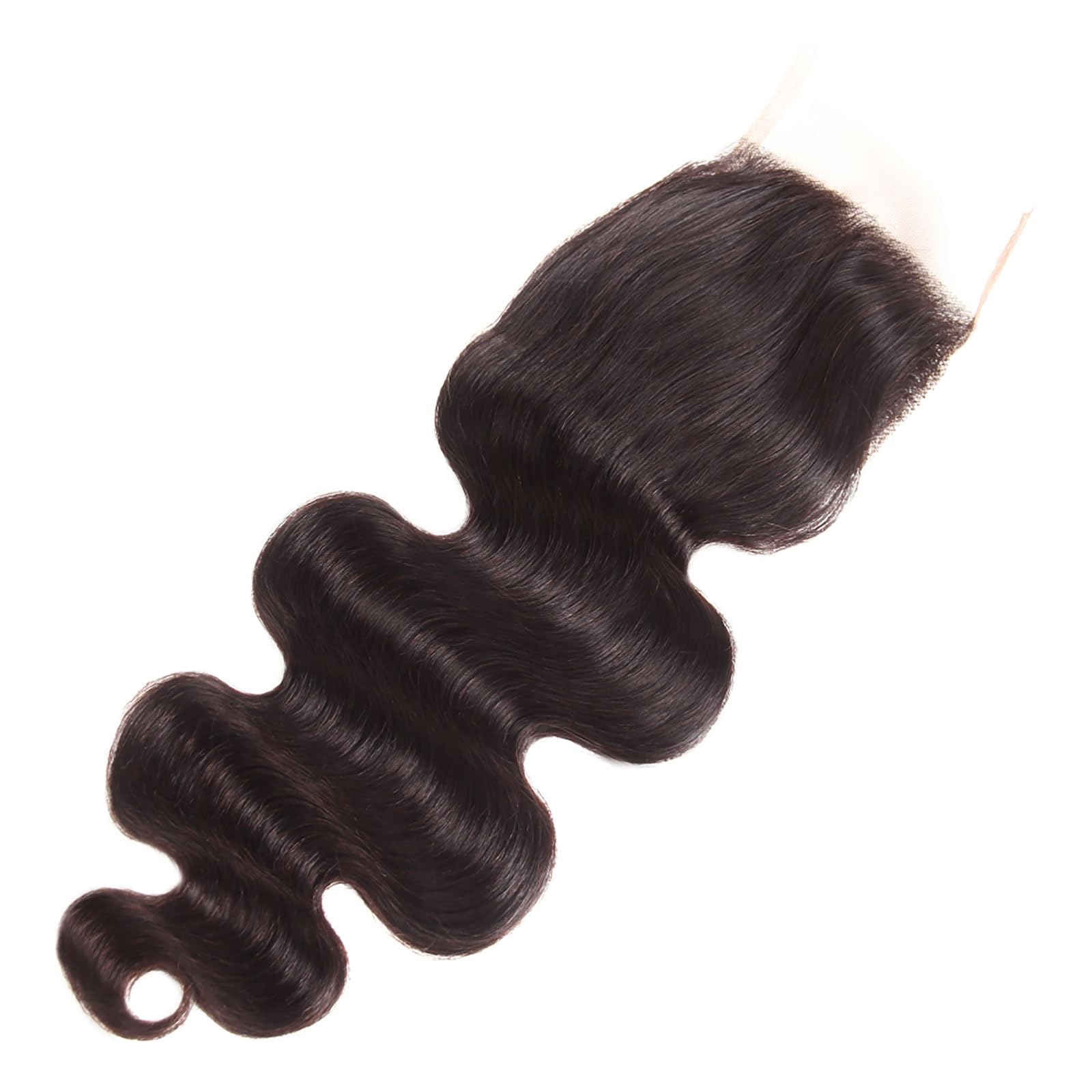 Huarisi 18 Inch Body Wave Closure Human Hair 4x4 Transparent Lace Closure Free Part for Black Women Sew in Remy Brazilian Wavy Hair Soft Natural Colour Can be Dyed - Image 4