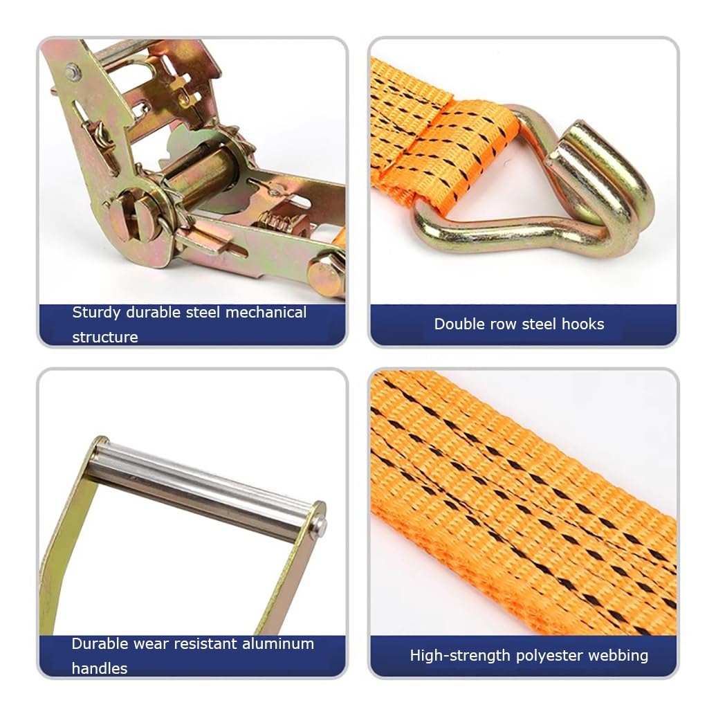1 Stück Spanngurte Mit Ratsche Und Haken 3M 50mm Bruchfestigkeit Ratschen Set Ratschengurt Spanngurte Mit Haken Für Motorrad Umzugsgeräte Und Fracht Orange(W4cm/1.57in,L5m/196in)
