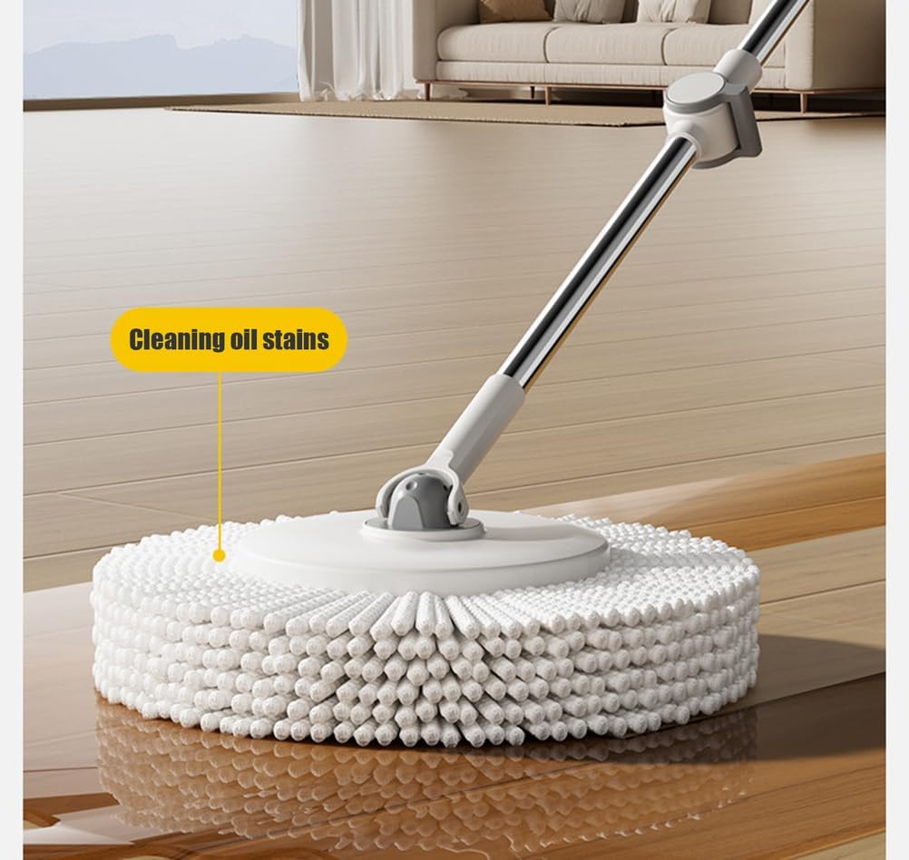 Dual Spinning Mop Heads System, Automatic Self-Wringing Floor Mop and Bucket Set with Foot Pedal, Hands-Free Wash and Dry Mop for Quick Cleaning of Hard Floors