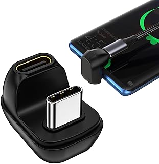 FAMURE USB C Right Angle Adapter | Type C to Type C Connector Male to Female - 40Gbps 180 Degree Angle Up & Down Type C Extender, 8k@60hz 100w Fast Charging
