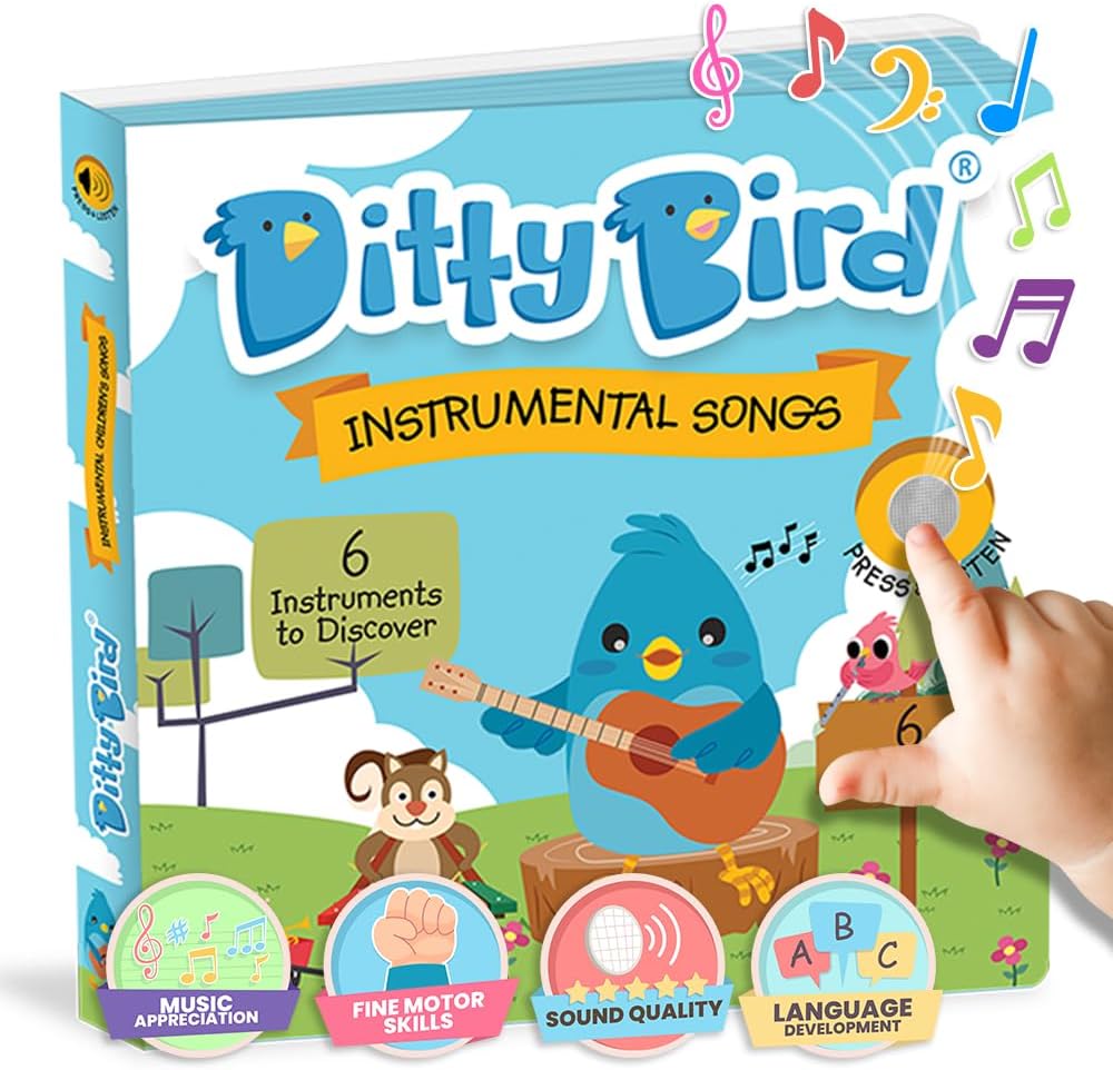 Ditty Bird Musical Books for Toddlers | Fun Instruments & Nursery Rhyme Book | Sing- Along Talking Books | Children's Interactive Toddler Books for 1 Year Old to 3 Year Olds | Sturdy Baby Sound Books