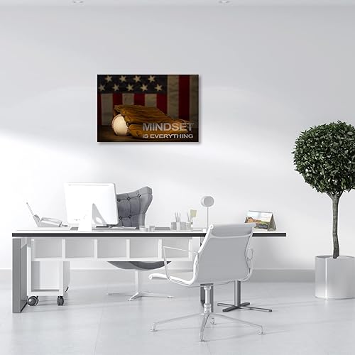 Miniatura 2 de KAWAHONE Arte de pared con temática motivacional de esgrima deportiva de arte de pared Mindset is Everything- Esgrima deportiva para decoración de