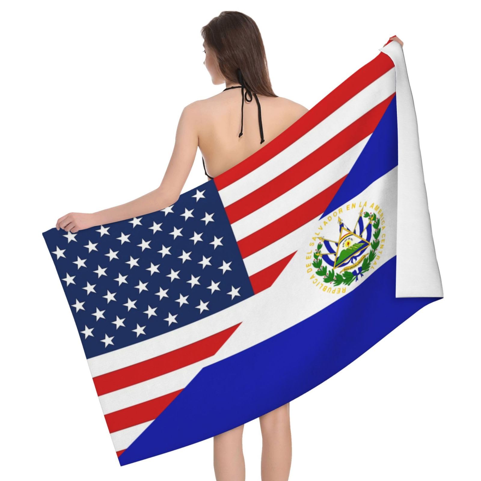 HLBSDM Microfiber America Flag and El Flag Beach Towel Quick Dry Soft Sand Free Beach Towels for Pool Swim Beach Lightweight Thin Towels