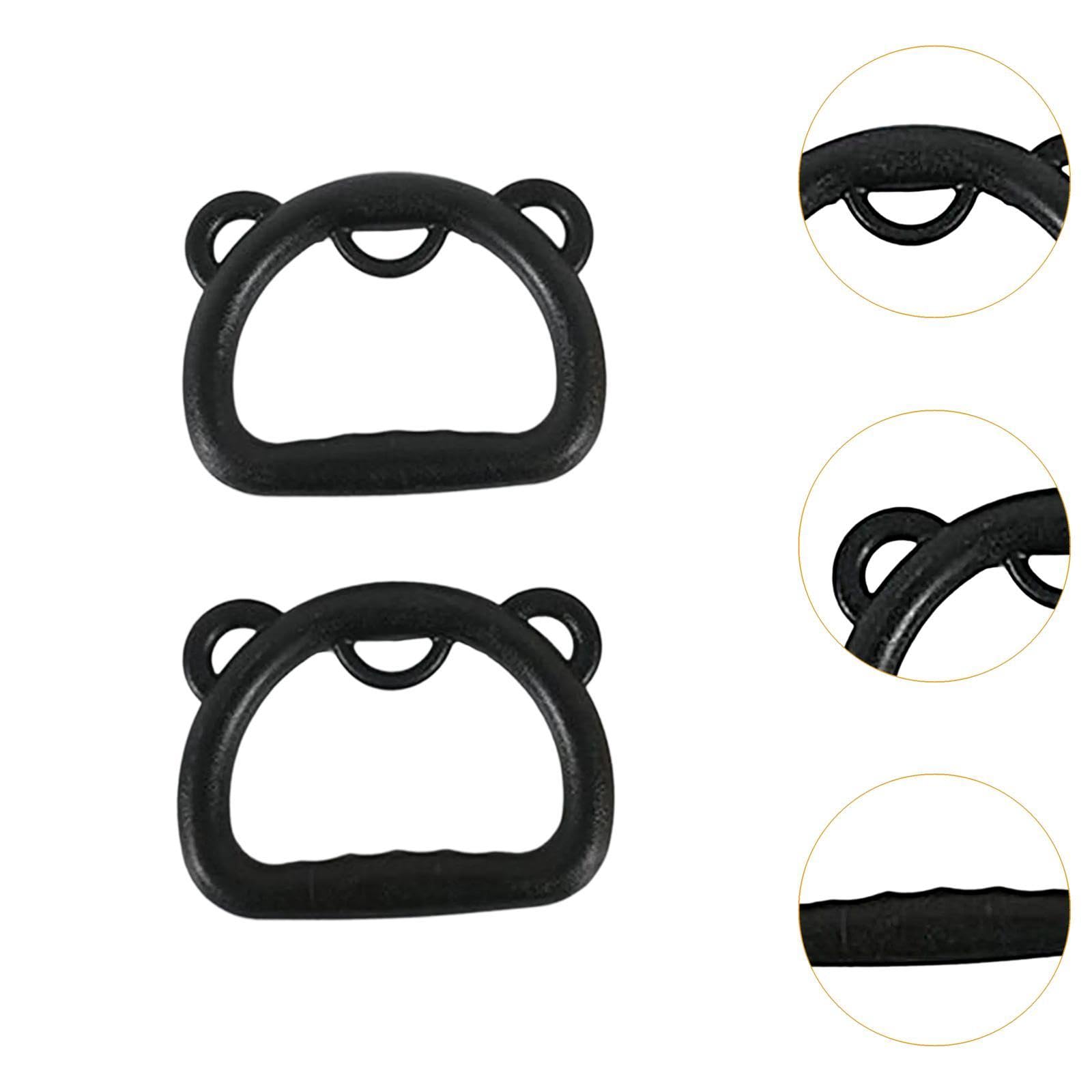 kowaku 2 Pieces Gymnastics Rings Nonslip Handles Pull up Bar Attachment Easy Install Sturdy Practical Fitness for Children Gym Rings, Black