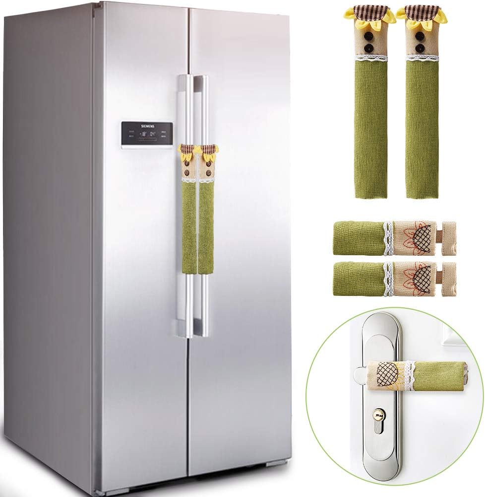 Refrigerator Door Handle Covers Appliance Handle Covers for Kitchen, Keep off Smudges Fingerprints,Oil Stain,Oven Cloth Protector set of 4