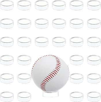 Wyn-MART 30 Pcs Ring Golf Ball Display Case 1.22 Inches Clear Baseball Holder Golf Ball Holder Small Baseball Acrylic Stands Round Ring Stand Acrylic Display Stands for Small Balls, Egg, Spheres