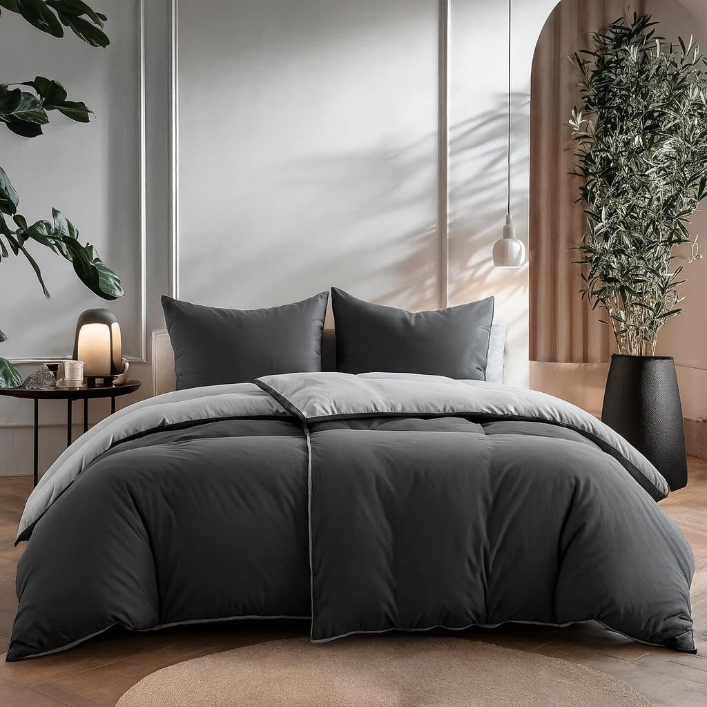 Parure de lit 4 pièces grise pour créer une ambiance cocooning moderne