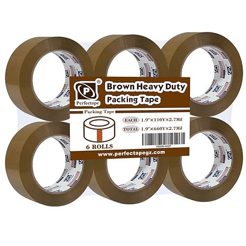 PERFECTAPE - Cinta de embalaje marrón resistente, 6 rollos, total 660 Y, 2.7 mil, 1.88 pulgadas x 110 yardas, ultra fuerte, repuesto para embalaje y