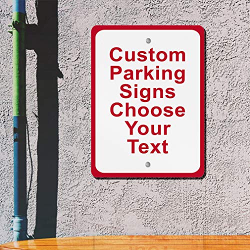 Aluminum Vertical Metal Sign Multiple Sizes Custom Parking Choose Your Text Red Lot With Border Weatherproof Street 12X18Inches #TOP4