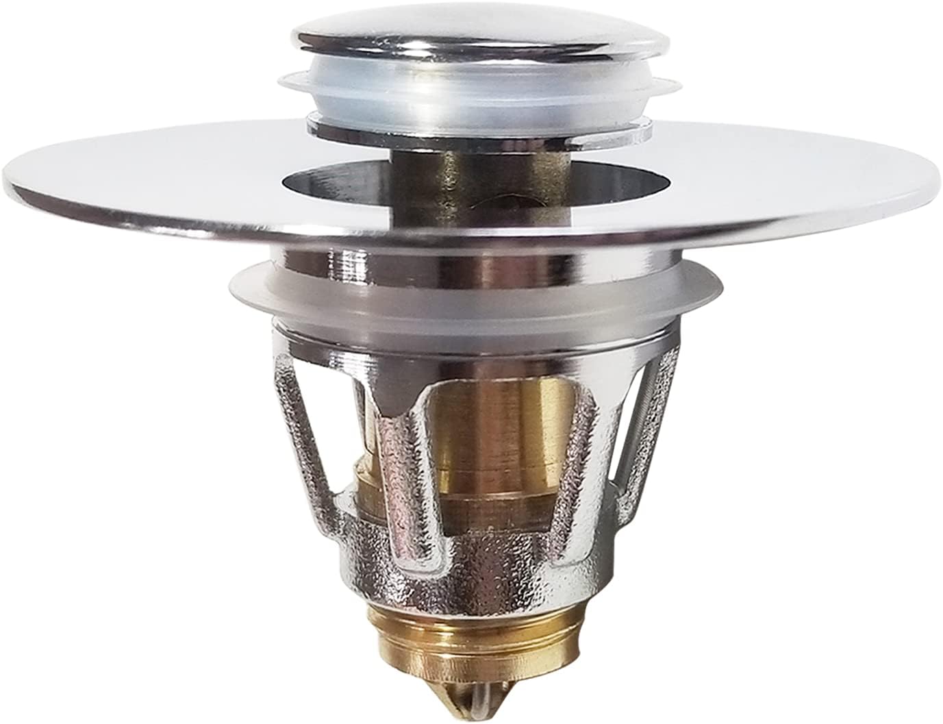 QYHNYJF Bathroom Sink Stopper, for 1.1-1.32 in U.S. Standard Drain Holes, Universal Chrome Plated Push-Type Bounce Core, Stopper Anti Clogging Sink Strainer, Bathtub Drain Plug with Filter Basket - - 