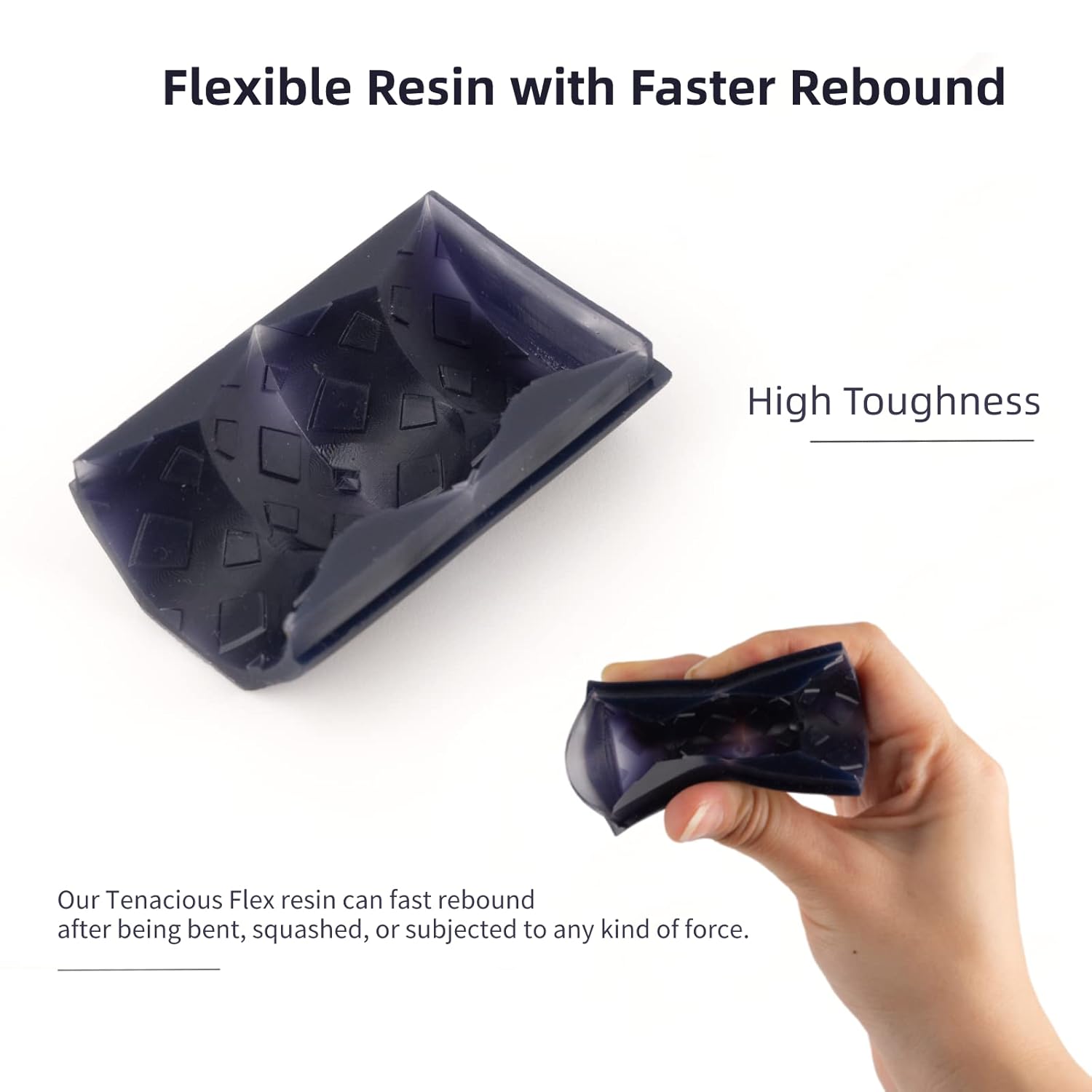 Siraya Tech Tenacious Flex 3D Printer More Flexible 405nm UV-Curing Resin with Faster Rebound High Impact Resistance High Precision Tough Standard Resin for LCD DLP 3D Printing (500g, Flex Black)