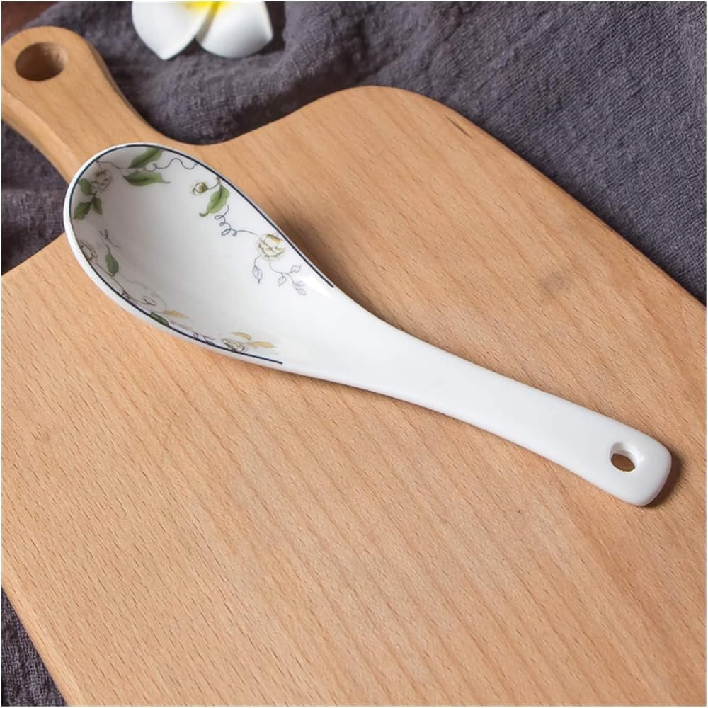 Dessert Spoon,Spoons Bone China Small Spoon Soup Spoon Long Spoon Small Soup Spoon Restaurant Spoon Dessert Spoon Ceramic Mixing Spoon Spoons Silverware-D