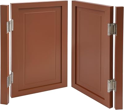 Swinging Door Cafe Doors, Solid Wood Swinging Saloon Doors. Interior Swing Door with Metal Hinges for Hallway Bar Kitchen Entrance Partition (Brown, 39.37X35.43)
