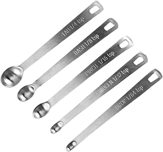 Stainless Steel Measuring Spoon - Set of 5 Metal Measuring Spoons for and | ingredients, table spoons with measurement specifications, mini seasoned measuring spoons, kitchen aid for baking and cooking