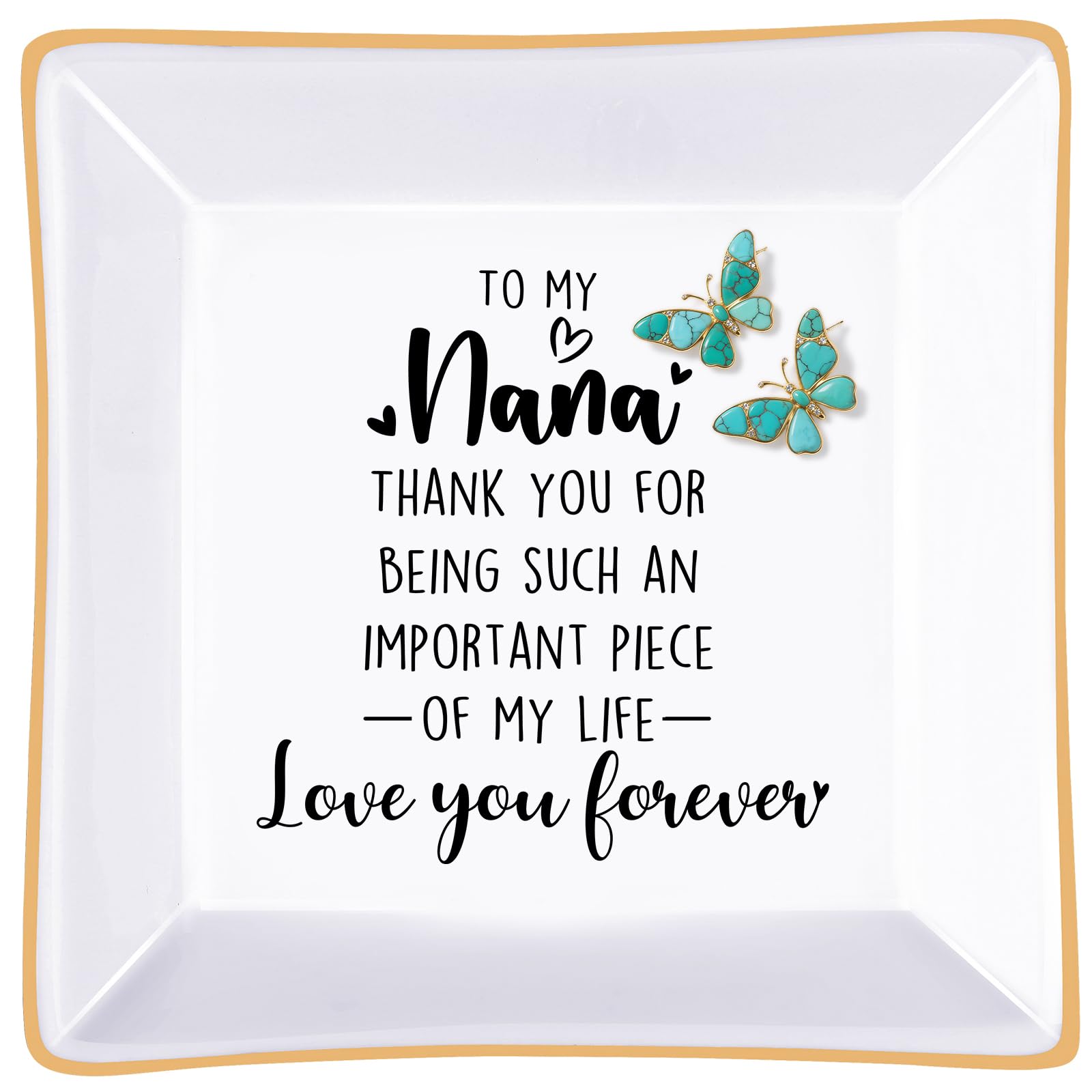 PUDDING CABIN Nana Gifts - Jewelry Dish Trinket Tray Birthday Gifts for Nana from Grandkids, Thanksgiving Mothers Day Gifts for Nana Grandmother