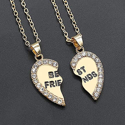 Best Friends Necklace for 2 Girls BFF Half Heart Shaped Necklaces for Women Bestie Gifts Necklaces Match Necklace for Best Friends Female Friendship Necklace3