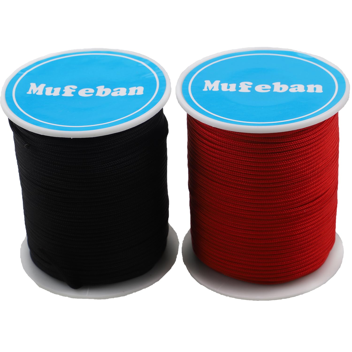 Mufeban Nylon Twine String for Necklace Bracelet Jewelry Making Beading Cords Threads (Red+Black, 1.5mm-164feet)