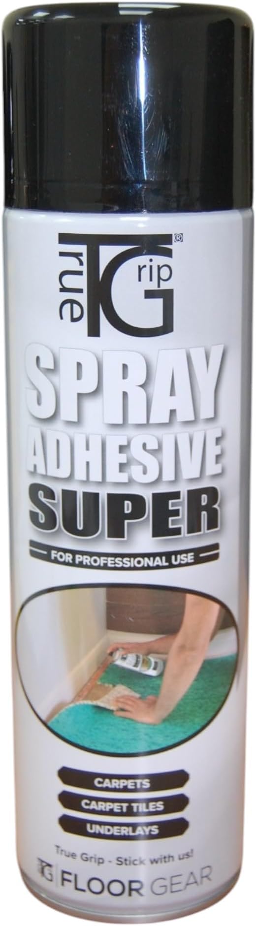 – True Grip 9 × 500ml Multi-Purpose Carpet Adhesive Spray - Strong Bond for Flooring, Vinyl, Wood, Foam, Upholstery, Underlay & Concrete - Quick Dry, Heavy Duty High Temperature Glue