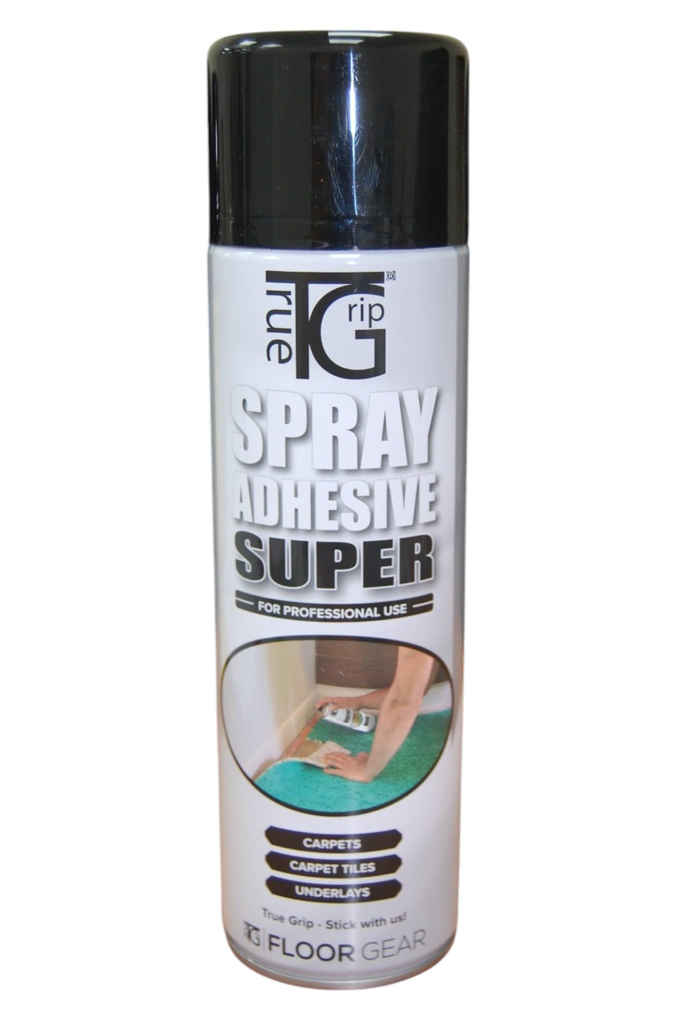 – True Grip 9 × 500ml Multi-Purpose Carpet Adhesive Spray - Strong Bond for Flooring, Vinyl, Wood, Foam, Upholstery, Underlay & Concrete - Quick Dry, Heavy Duty High Temperature Glue