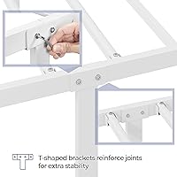 Vista 17 de Yaheetech Base de cama individual con plataforma de metal, base de colchón con cabecero y estribo, no necesita somier, almacenamiento debajo