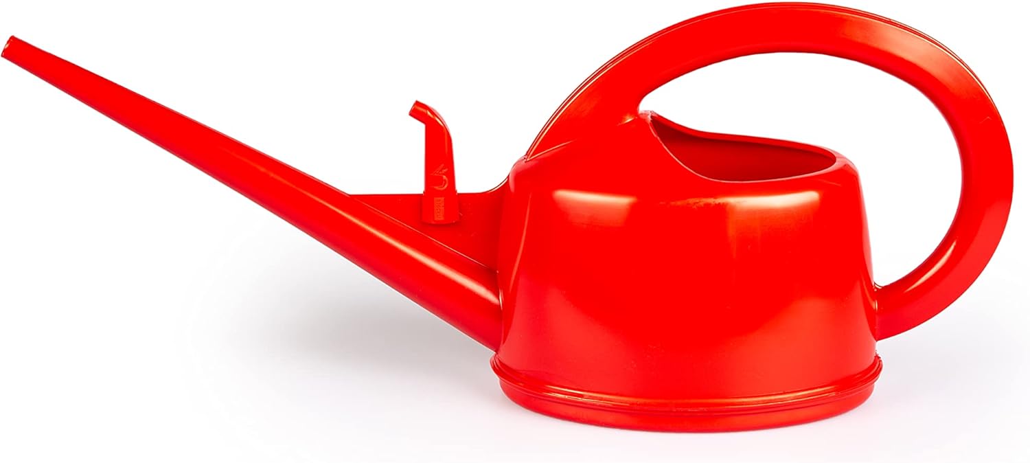 Consolidated Plastics Durable Swiss Watering Can with UV Protection, Ergonomic Handle for Indoor/Outdoor Gardening, Made in Switzerland (2 Liter) (Red)
