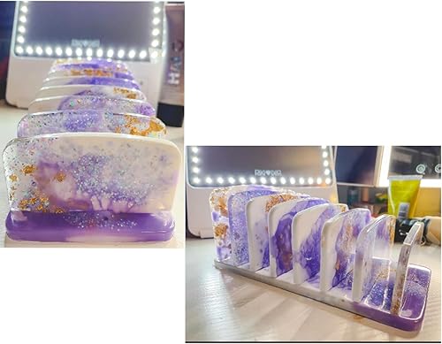 Miniatura 3 de Molde organizador de moldes de resina, estante de almacenamiento, molde de silicona de 7 capas de resina UV, molde de fundición epoxi para sombra de