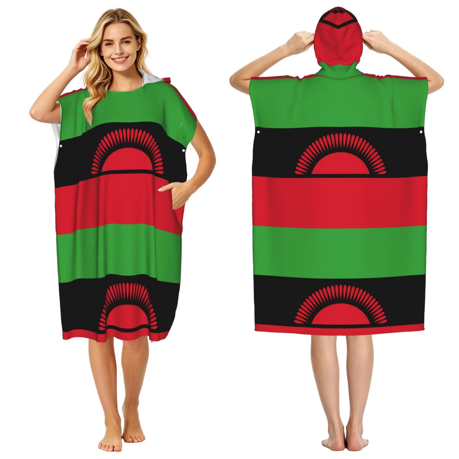 WSSYYBFFlag of Malawi Adult hooded beach towel Oversized with Hood for Absorbent Quick Dry