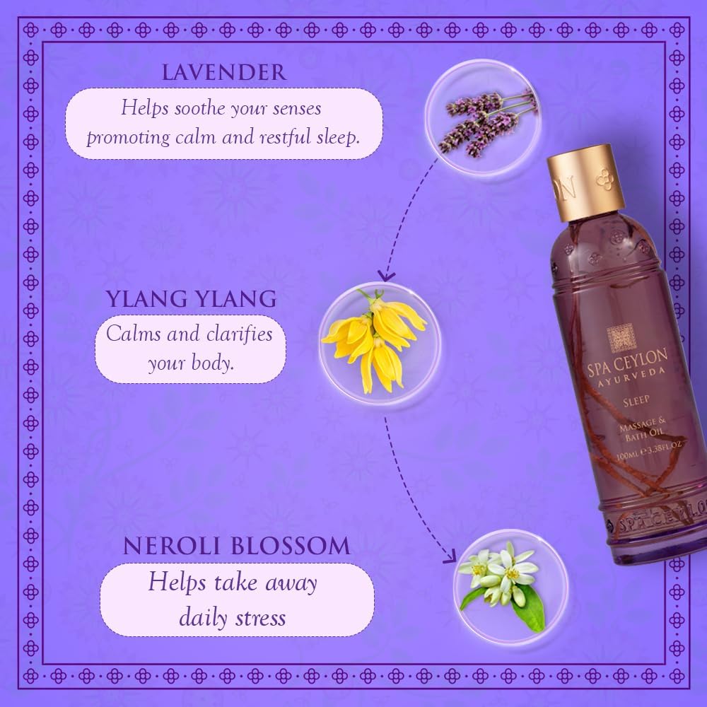 SPA CEYLON Sleep Massage & Bath Oil, Natural Therapy Blend, Ayurveda, Lavender Scented Relaxing Body Massage Oil - Image 3