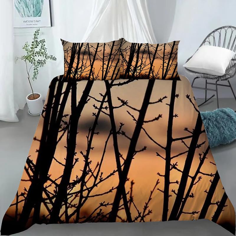Funda nordica cama 90 beige de microfibra de 155x220cm con diseño de paisajes de naturaleza