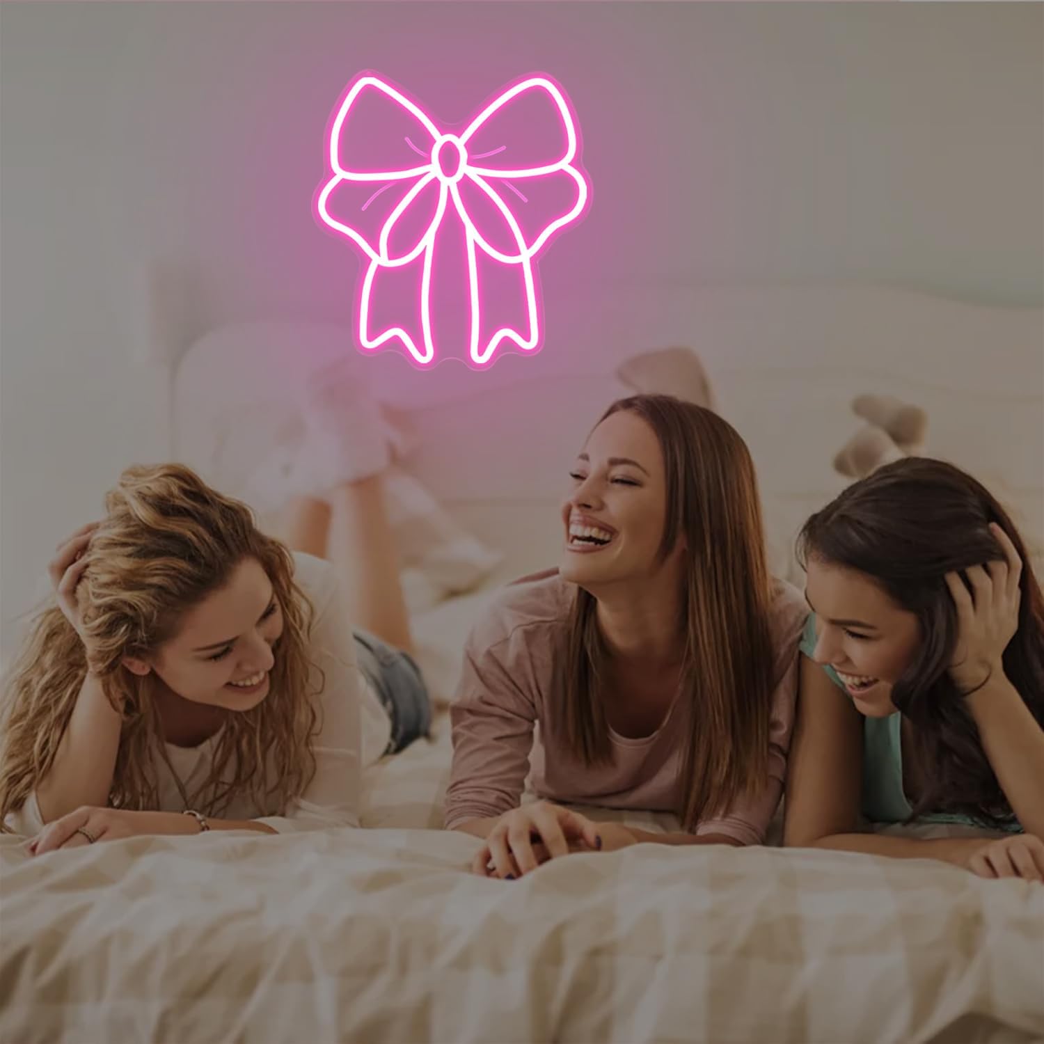Pink Bow Neon Sign Bows Neon Lights for Bedroom Dimmable Coquette Ribbon Bow Birthday Decorations Pink Wall Art Bow Wall Decor Led Sign Gifts for Girls Party - Image 6