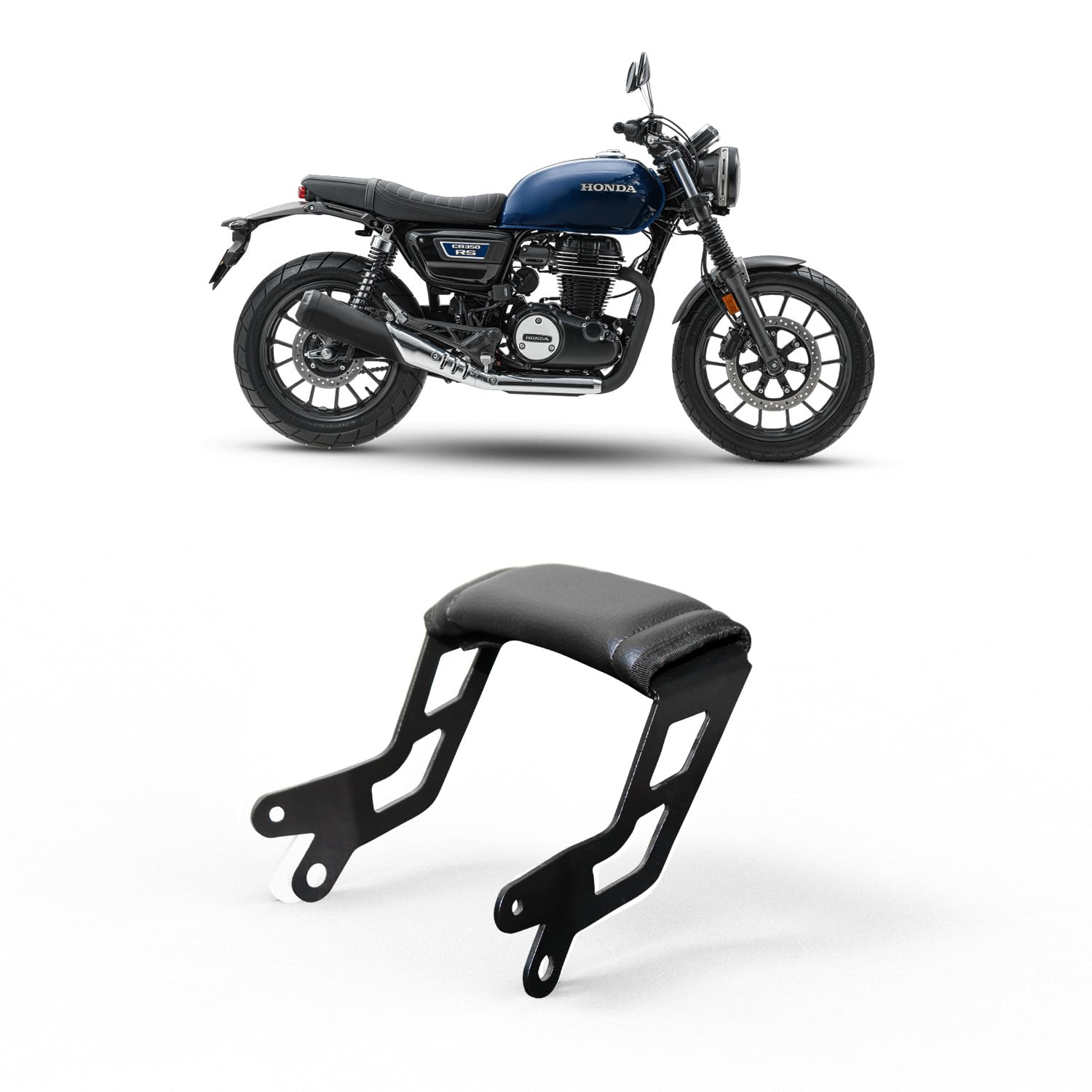 Auto Infinity® Grab Rail with Comfort Cushion Compatible with Honda CB350-RS (Black, Pack of 1)