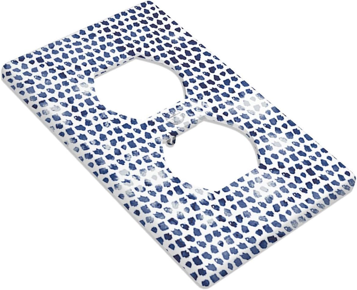 Moslion Blue Polka Dots Wall Plate Covers Spots Circles 1-Gang Outlet Cover Switch Plug Duplex Home Decorative Office image 2