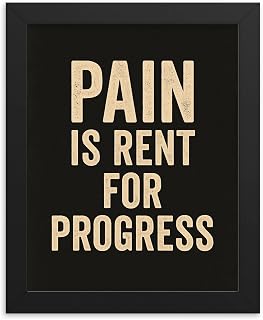 Pain Is Rent for Progress Framed Wall Art Print Motivational Typography Home Office Decor Inspirational Quote Poster - 8x10 inches